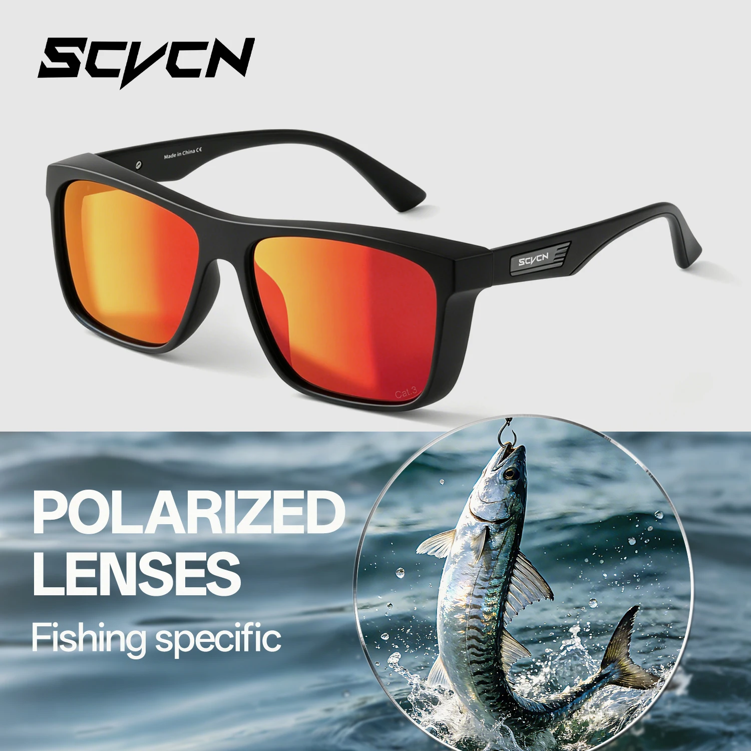 SCVCN Polarisierte Angelbrillen für Outdoor-Wassersport, Radfahren, UV400-Schutz für Männer und Frauen, Geeignet für Meer, Flussufer, Angeln und Strand