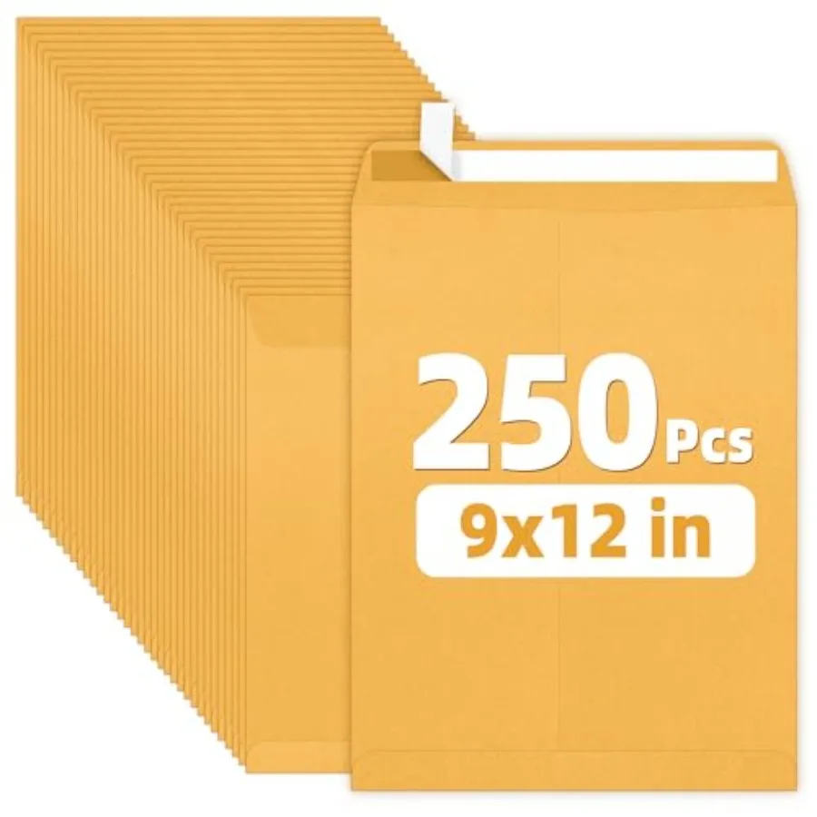 

9 x12 Manilla Envelopes, 28lb Brown Kraft, Ultra Strong Quick-Seal Security Catalog Mailing Envelopes for Flat Letter Size Docu