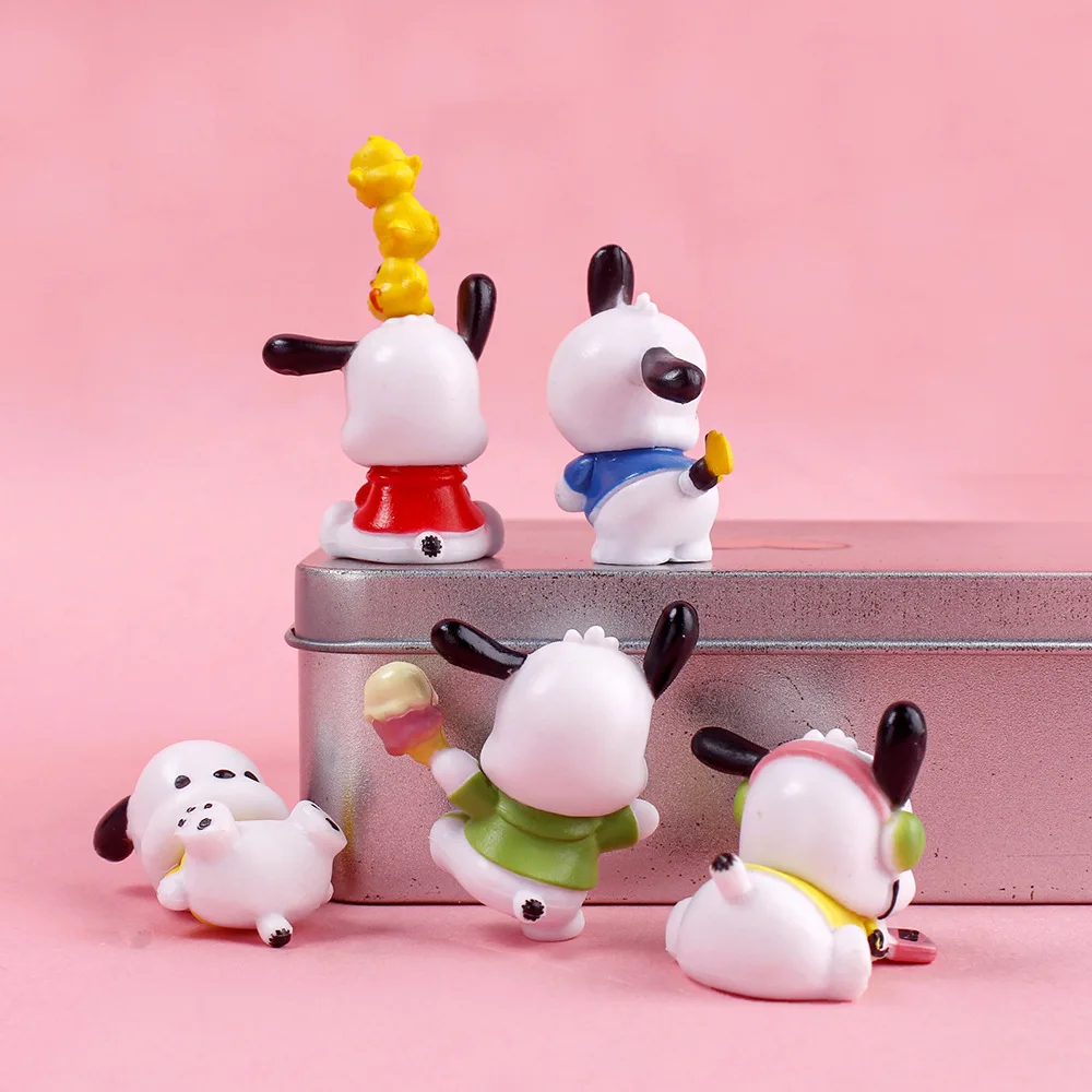 5Pcs/set Sanrio Cute Pochacco Action Figure Kawaii Pvc Toys GK Model Home Cake Decoration Ornament Doll Kids Charm Birthday Gift