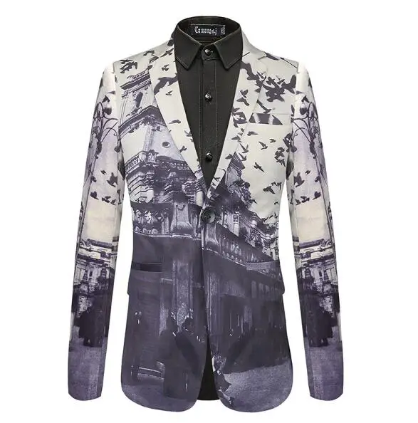 Veste en mélange de coton imbibé à manches longues pour hommes, manteau à boutonnage simple, motif imprimé formel, robe décontractée, nouveau style, 63.99