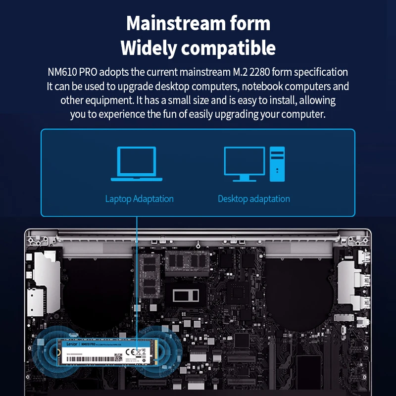 Lexar SSD 500GB 1TB 2TB PCIe Gen3 M.2 2280 NM610 Pro Internal Solid State Disk High Speed 3300MB/s Hard Disk for Laptop Desktop