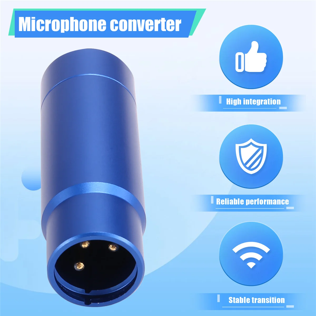 A56XQ Phantom Power Adapter ระบบไมโครโฟนเครื่องผสมเสียงสําหรับคอนเดนเซอร์ Mic 48V XLR อะแดปเตอร์ไมโครโฟน 3.5 มม.สีฟ้า