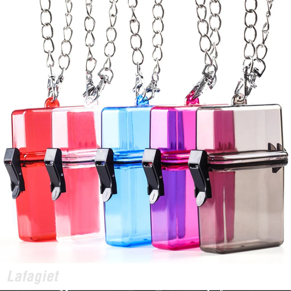 Waterproof Tobacco Case Transparent Lady Plastic Cigarettes Cases Lanyard Lighter Card Key Lipstick Storage Box Smoking Gadget