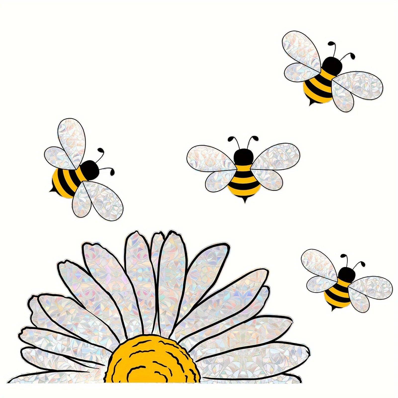 Bees Style Window Sticker, Cute Bee Glass Decals, Double Sided Pattern Sticker, Removable DIY Glass Sticker,  Office Decoration,