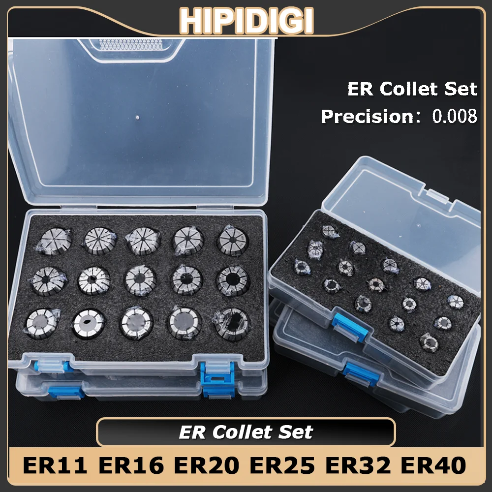 

Набор цанг ER Precision 0,008 в штучной упаковке ER11 ER16 ER20 ER25 ER32 AA Пружинная цанга для фрезерного держателя инструмента с ЧПУ Гравировальный станок