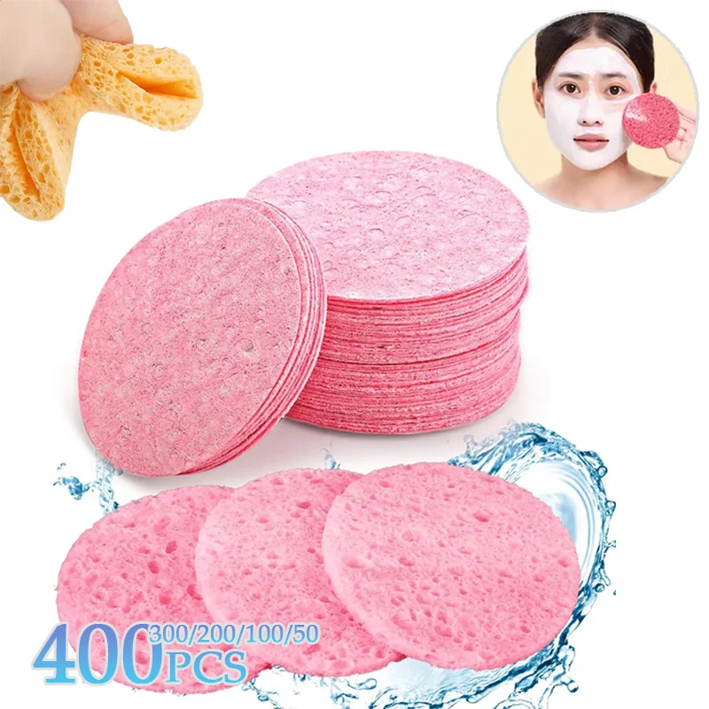 50-400PCS Compressed Facial Sponges Round Cellulose Facial Sponges Natural Cosmetic Spa Sponges Face Cleansing Massage