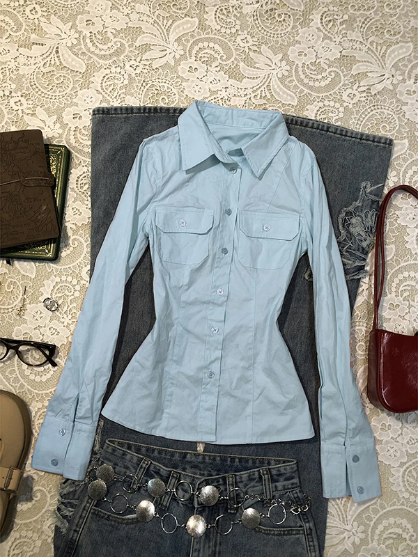 الأصلي الوردي طوق طويل Sve irt المرأة خمر خمر الخصر Cinched أعلى تخفيف Sle مزيج القطن Busin عارضة