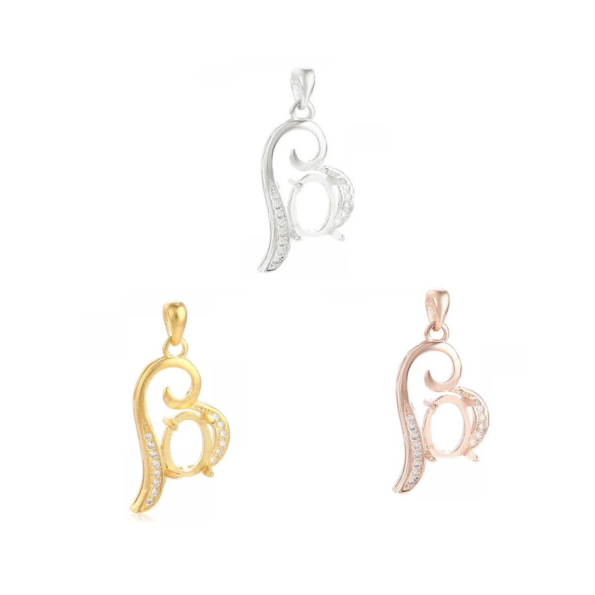 6x8mm 925 Sterling Silver Pendant Empty Bracke DIY Inlaid Turquoise Beeswax Amber Ladies Necklace Jewelry Making Accessory