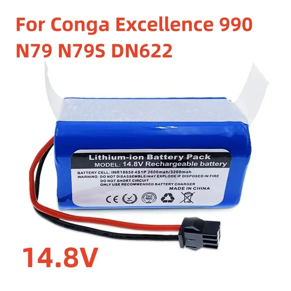 

14.8V 3200mAh 18650.00 For Conga Excellence 990 Ecovacs Deebot N79 N79S DN622 Eufy RoboVac 11 11S RoboVac 30 Etc battery pack