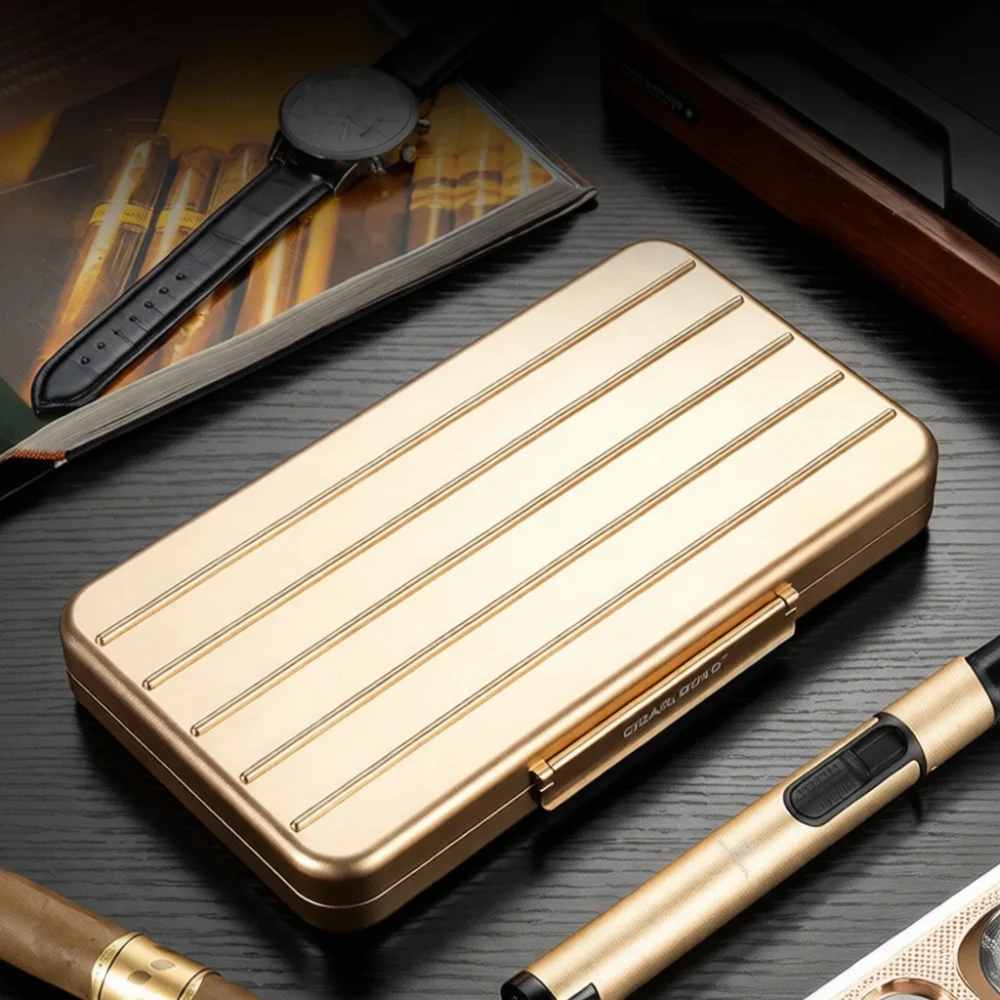 Durable Aluminum Cigar Case For CIGARLOONG Portable Humidor Box Cedar Wood Lining Travel Protective Pocket Storage Container view 4