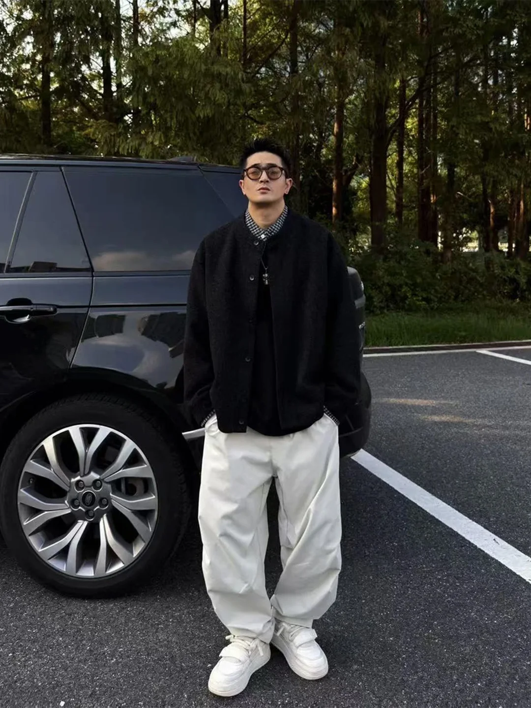 

Premium Plaid Splice Thiened Knitted Jaet Men's Trendy Brand Haome Stand Collar Jaet Autumn Winter Thiened Top Trend