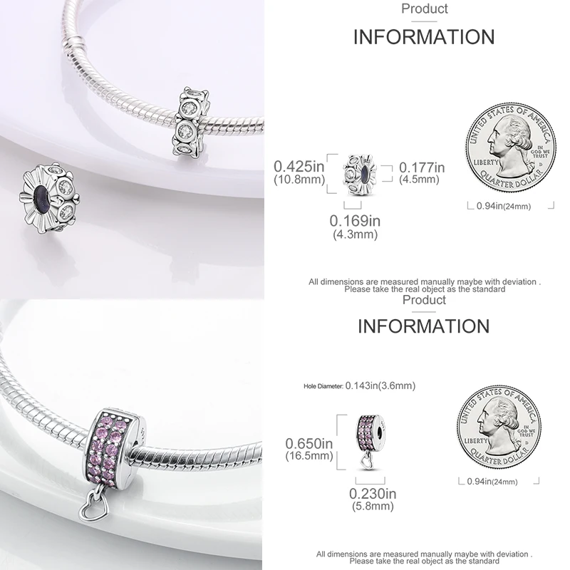 925 Sterling Silber Spacer Charm Perlen Schmetterling Blumen Stern Mond Bunt Lila DIY Armband Halskette Schmuck Geschenk für Frauen – Detail 20