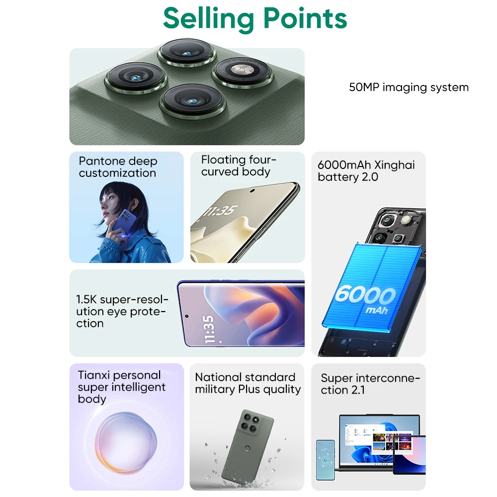 هاتف موتورولا موتو إيدج 60 برو 5G AI الذكي بشاشة 6.7 بوصة 120 هرتز بطارية 6000 مللي أمبير في الساعة 90 وات شحن فائق 50 ميجابكسل كاميرا رئيسية