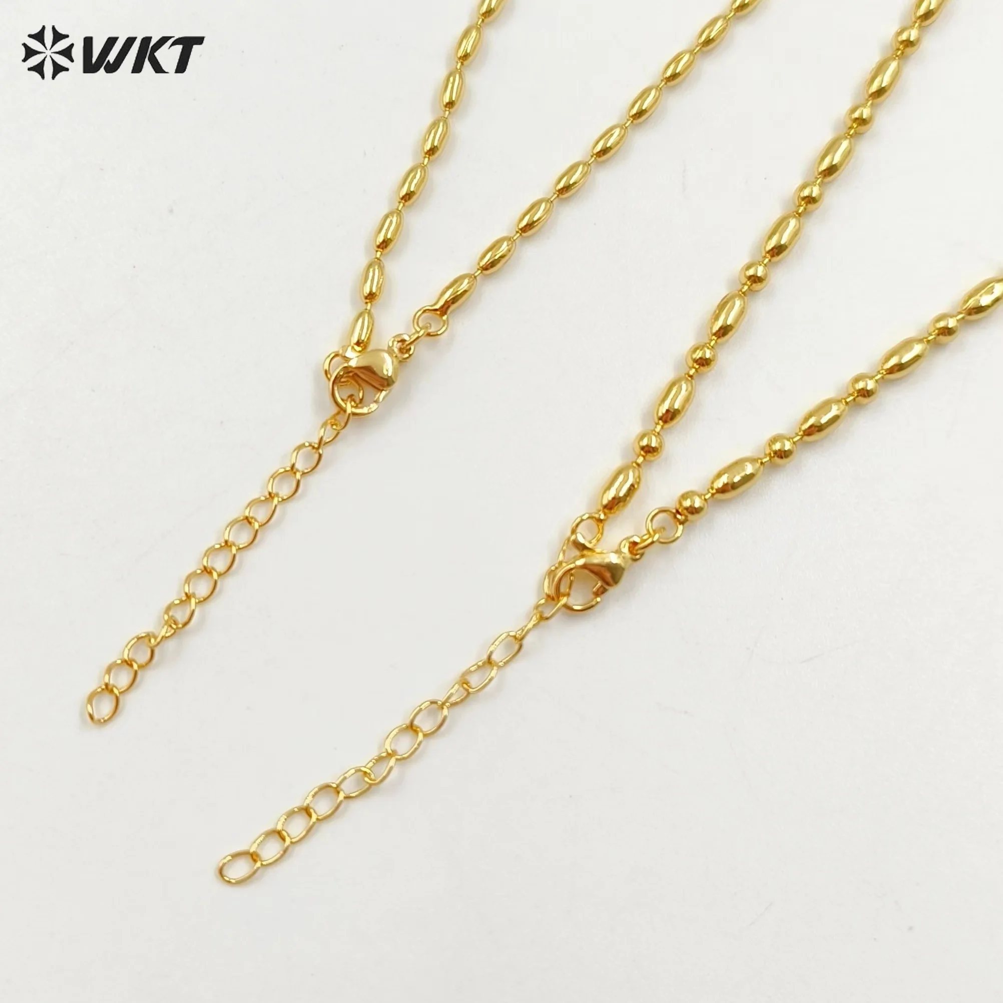 

WT-BFN061 оптовая продажа, новейший дизайн, 18-каратное настоящее золото, бамбуковые бусины, устойчивые к потускнению, металлические ювелирные изделия, ожерелье-цепочка для подвесок