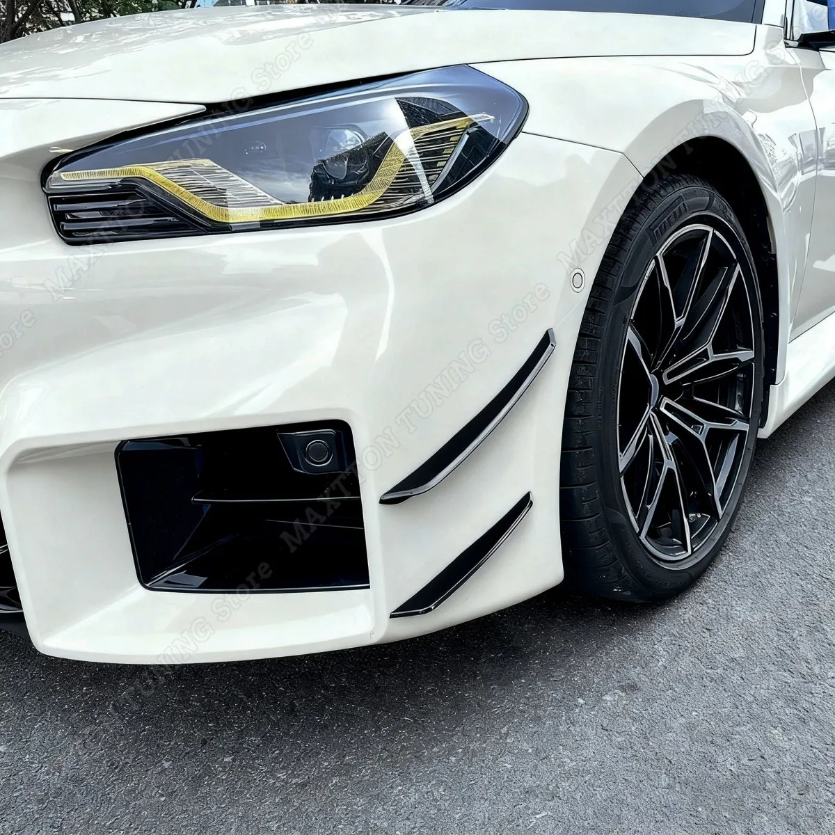 

For BMW M2 G87 2023-2024+ 4PCS Front Bumper Side Wind Knife Canards Splitter Spoiler Air Intake Diffuser Body Kit Accessories