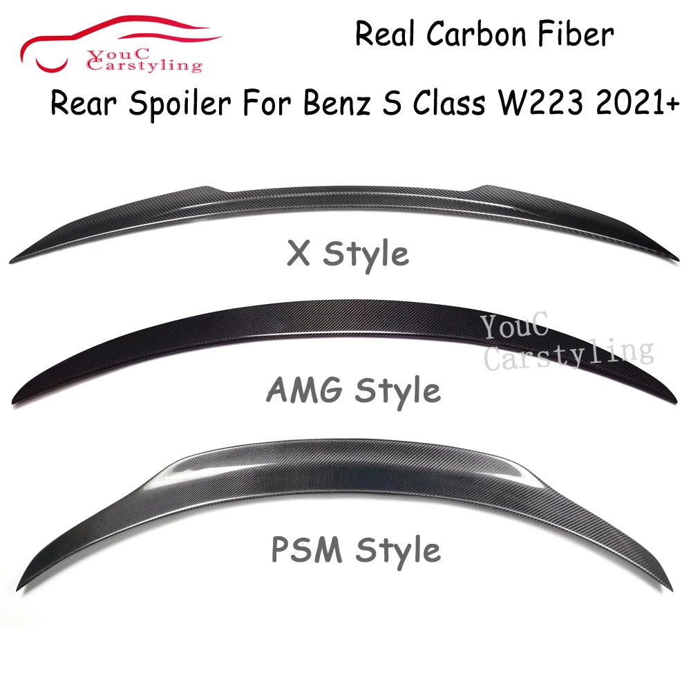 W223 X AMG PSM Style Carbon Fiber Trunk Boot Lip Spoiler For Mercedes S Class W223 Sedan S480 S500 S680 2021+