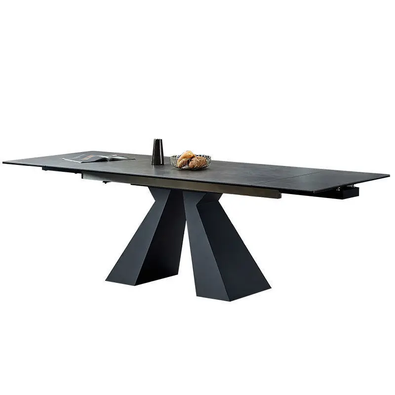 

Nordic modern simple telescopic rock slab dining table and chair combination household small apartment