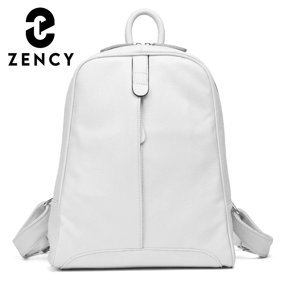 Zency 100% Soft Genuine Leather Fashion Women Backpack Casual Travel Back Pack Bag Preppy Style Girl's Schoolbag Laptop Knapsack