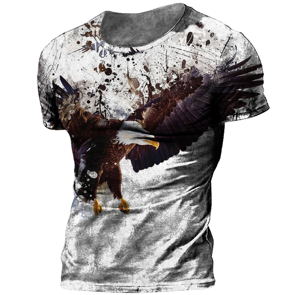 2022 Euramerican personality retro animal printed 3d T-shirt men's short sleeve top summer large size loose casual boys T-shirt