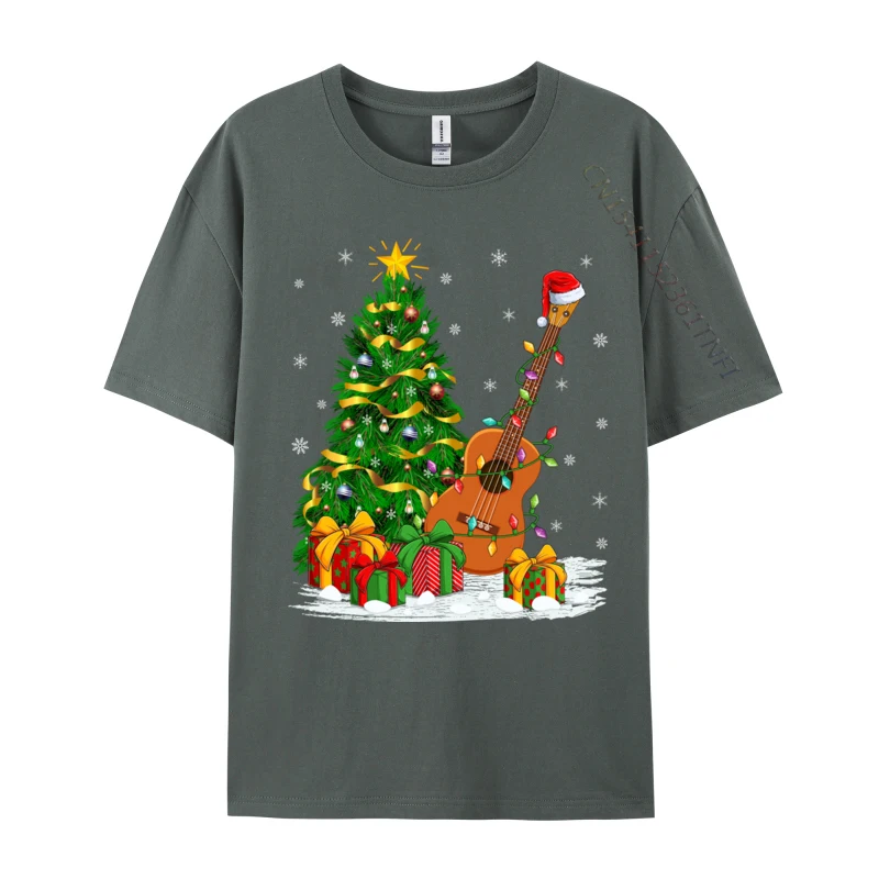 Ukelele amante de la música a juego sombrero de Papá Noel ukelele Navidad camisetas de algodón puro moda Camisas camisetas estampado 3d camiseta Casual