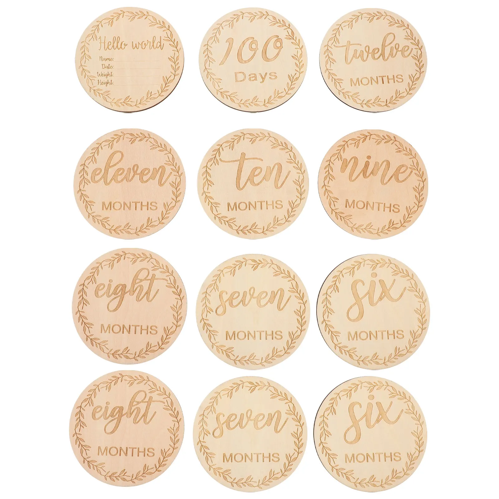 

14pcs Baby Month Cards Infant Growth Monthly Photo Props Newborn Milestone Blank Age Anniversary Numbers Reusable Lightweight