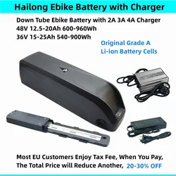 Hailong Plus Hailong 3 Ebike Battery 48V 12.5Ah 13Ah 15Ah 20Ah 36V 20Ah 25Ah 25A 30A BMS Down Tube E-bike Battery with Charger