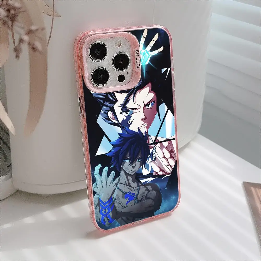 

Серый чехол для мобильного телефона Fairy Tail для iPhone 17, 16, 15, 14, 13, 12, 11 X XR XS 8 7 Air Pro Max Plus, полупрозрачный розовый цветной чехол
