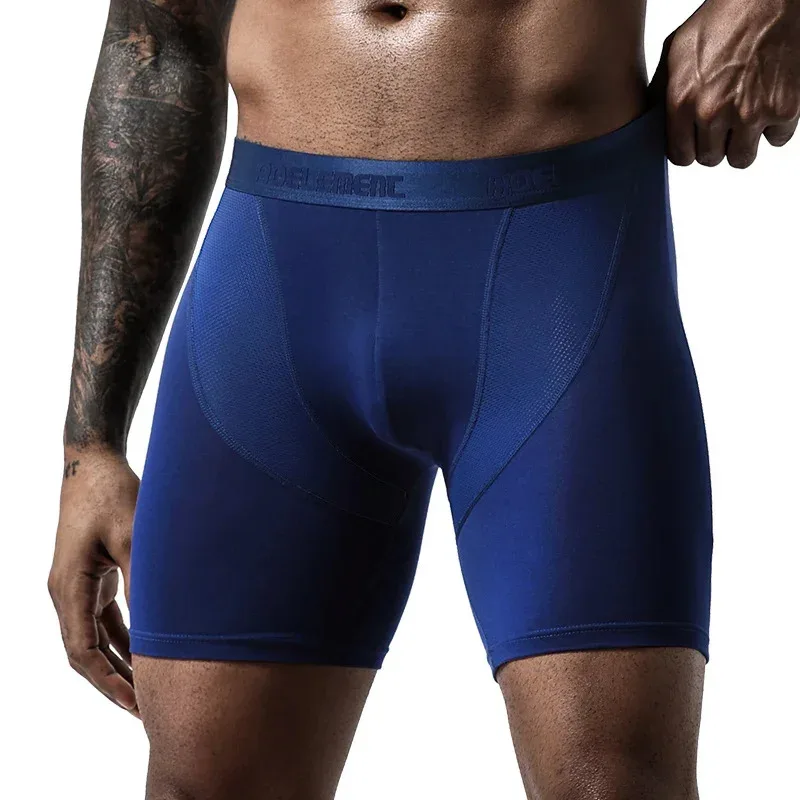 

1pc Sports Underwear Men's Anti-Wear Leg Modal Professional Running Fitness Tight Long Leg Quick-Drying Extended Boxer Briefs