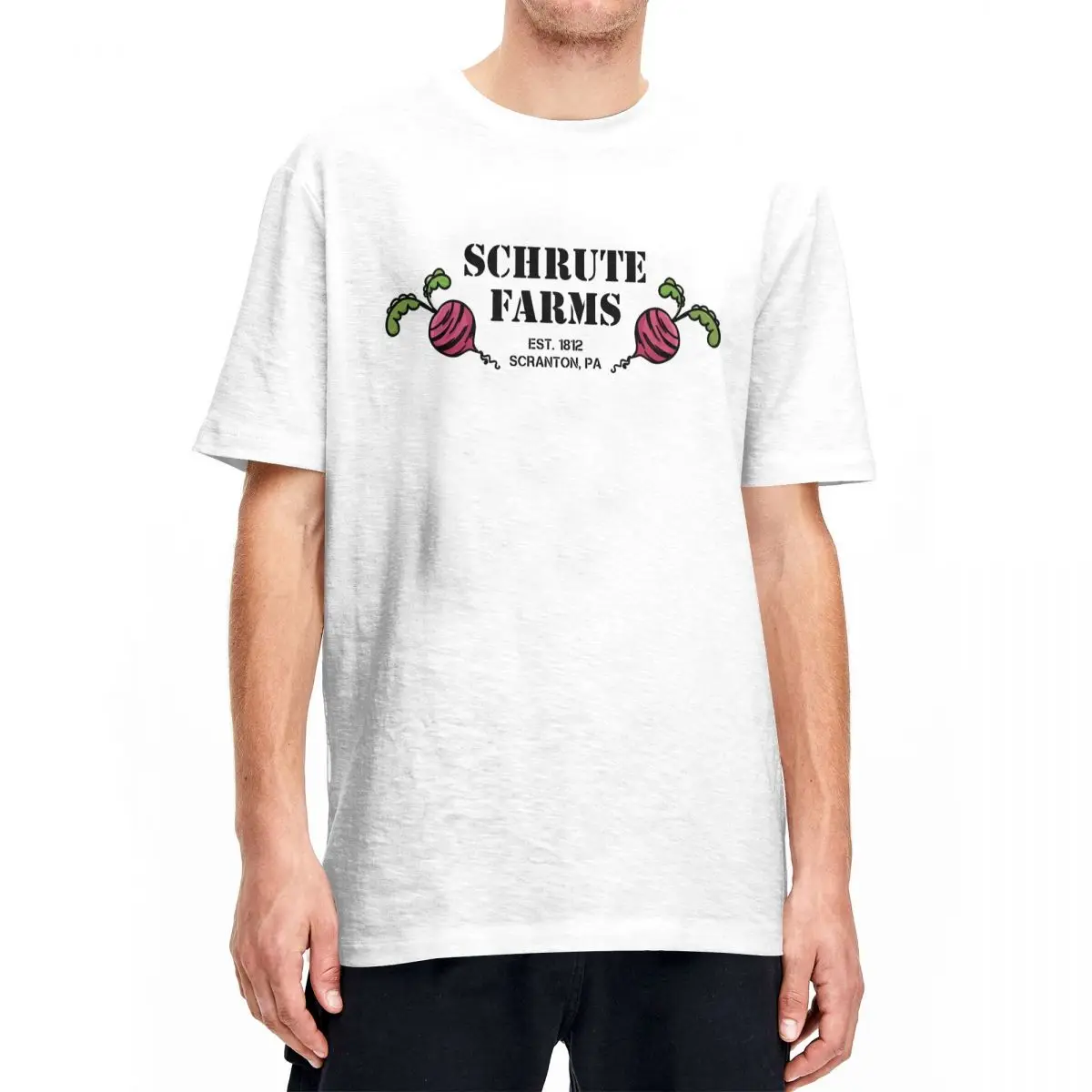 

Schrute Farms T-Shirt Beach Streetwear T-Shirts Cotton Hip Hop Tshirt For Men Short Sleeve Casual Clothing