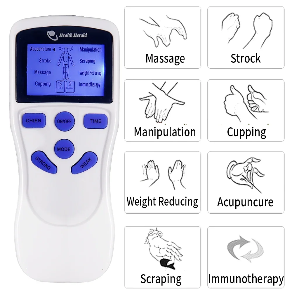 8-Modus Elektrischer EMS Muskelstimulator Akupunktur TENS Elektrostimulations-Massagegerät Digitaler Massage-Impuls Elektrostimulator – Detail 16