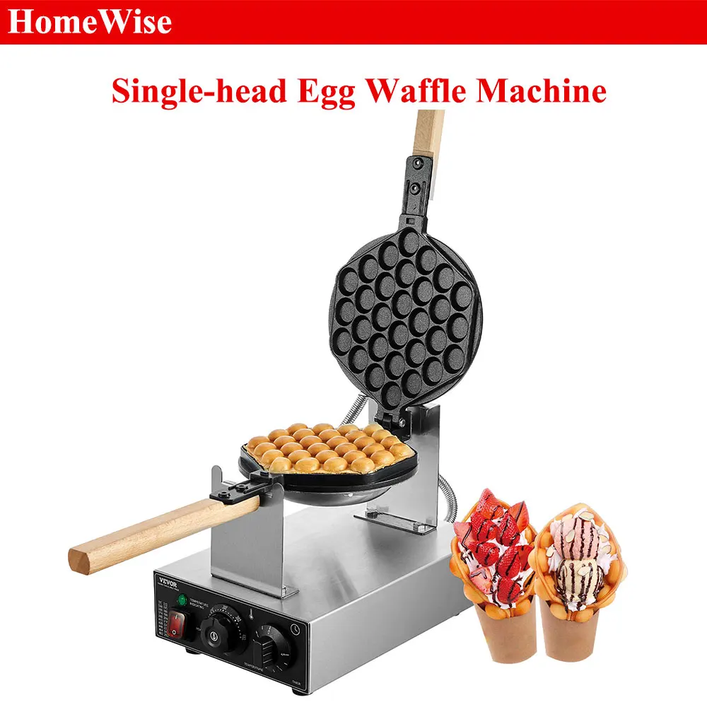 HomeWise Коммерческая вафельница с яичными пузырьками 1400 Вт с антипригарным покрытием из нержавеющей стали с пузырьками и/180 °   Вращающиеся 2-кастрюли и деревянные ручки
