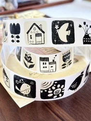 1 Loop 100cm Lovely Bird Cat Enjoy Coffee Matte PET Washi Tape DIY Decor Card Making Scrapbooking Planner Sticker