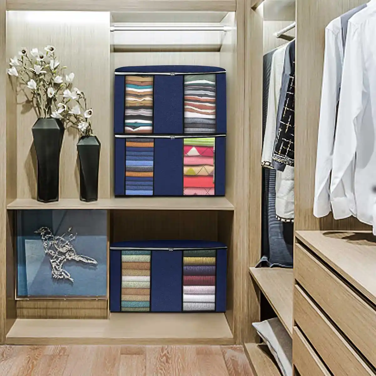 

Акция! 3 шт., органайзер из нетканого материала, складная сумка для хранения одежды, портативное одеяло для спальни, пылезащитный органайзер