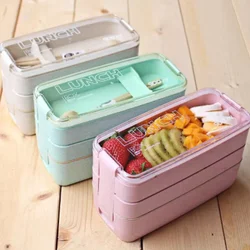 1PC Kids Bento Box Leakproof Lunch Containers Cute Lunch Boxes for Kids Chopsticks Dishwasher Microwave Safe Lunch Food Containe