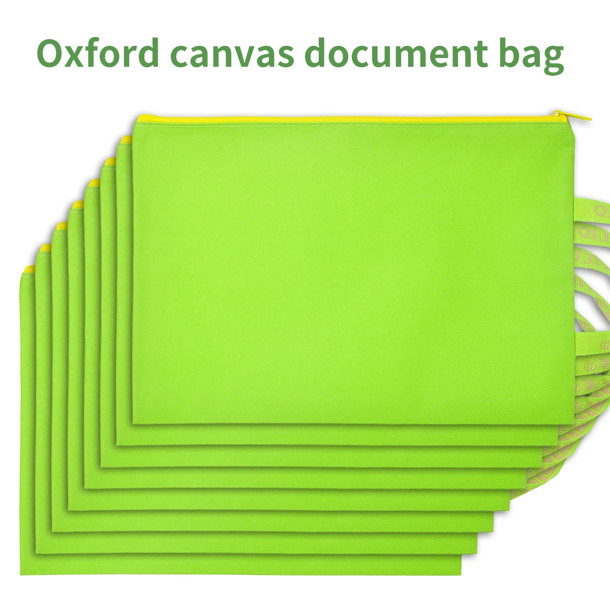 Green and fresh canvas bag for daily storage, large capacity, wear-resistant, convenient to carry and store documents 5/10pcs