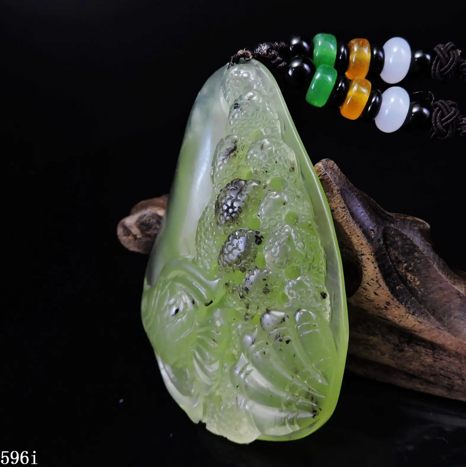 Jade Jewelry Natural Jade Pendant Necklace Hand-Carved angelfish&coral&seashell Jadeite Necklace Pendant Gift No Treatment 596i