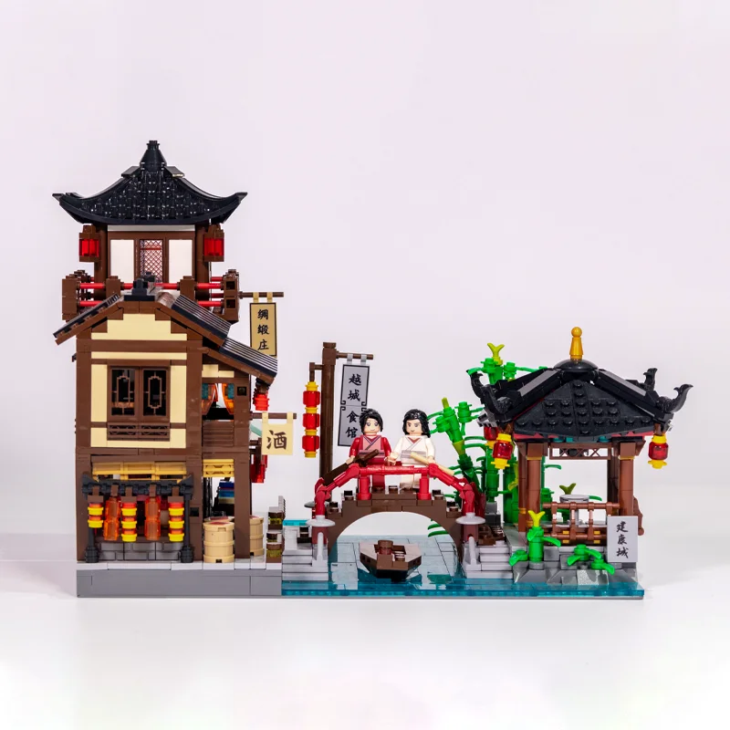 Chinese City Ancient Style Building Scene Building Blocks Assembly Children's Educational Assembly Toy Model Ornaments Gift