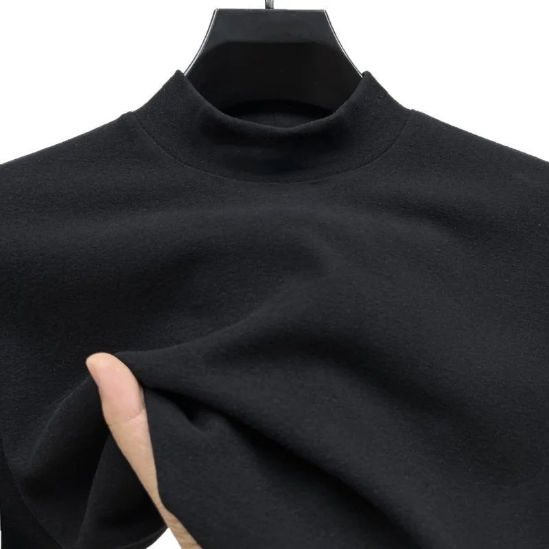 Skin-friendly Double-sided Velvet Warmth f-high Collar Men's Underwear Base Layer irt Long Sve Polyester Fiber