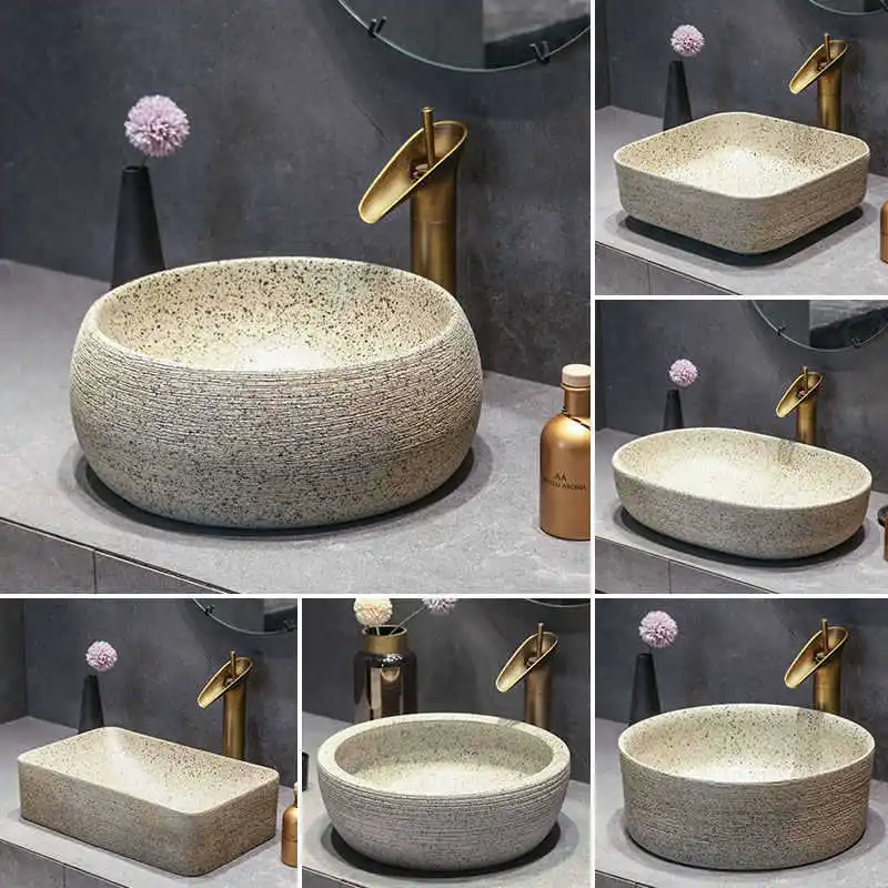 

Retro art table Chinese bathroom basin Balcony single basin ceramic