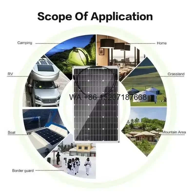 Wmwmnu 2pcs 12V 280W Flexible Monocrystalline Silicon Solar Panel Waterproof Fabric PV Module for Car Battery Boat Home Use