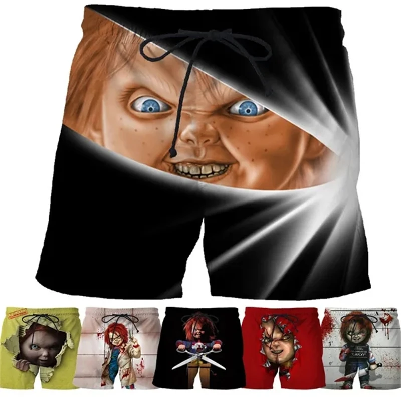 Halloween Bride Of Chucky Fashion Shorts 3D Print Short Pant Men\'s Fun Summer Beach Outdoor Shorts Terror Pattern Popular Shorts