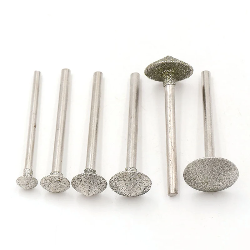 5Pc 6~14mm D-Needle Umbrella Shaped Electroplated Diamond Head 2.35/3mm Shank Burr Grinding Engraving Bit for Dremel Rotary Tool