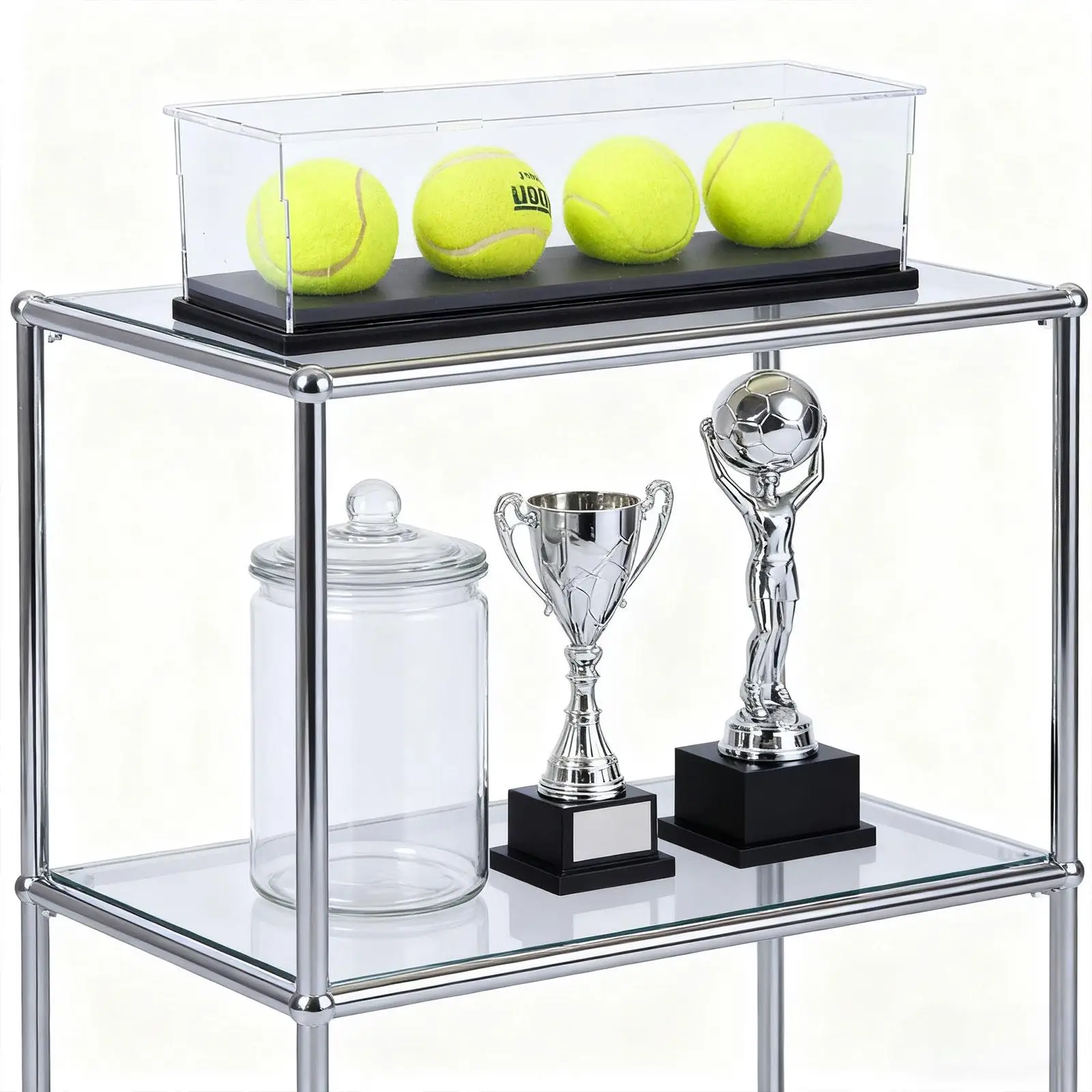 Vitrine en acrylique pour objets de sport, présentoir transparent pour balles de baseball et de tennis, idéal pour collectionneurs et décoration d'étagère
