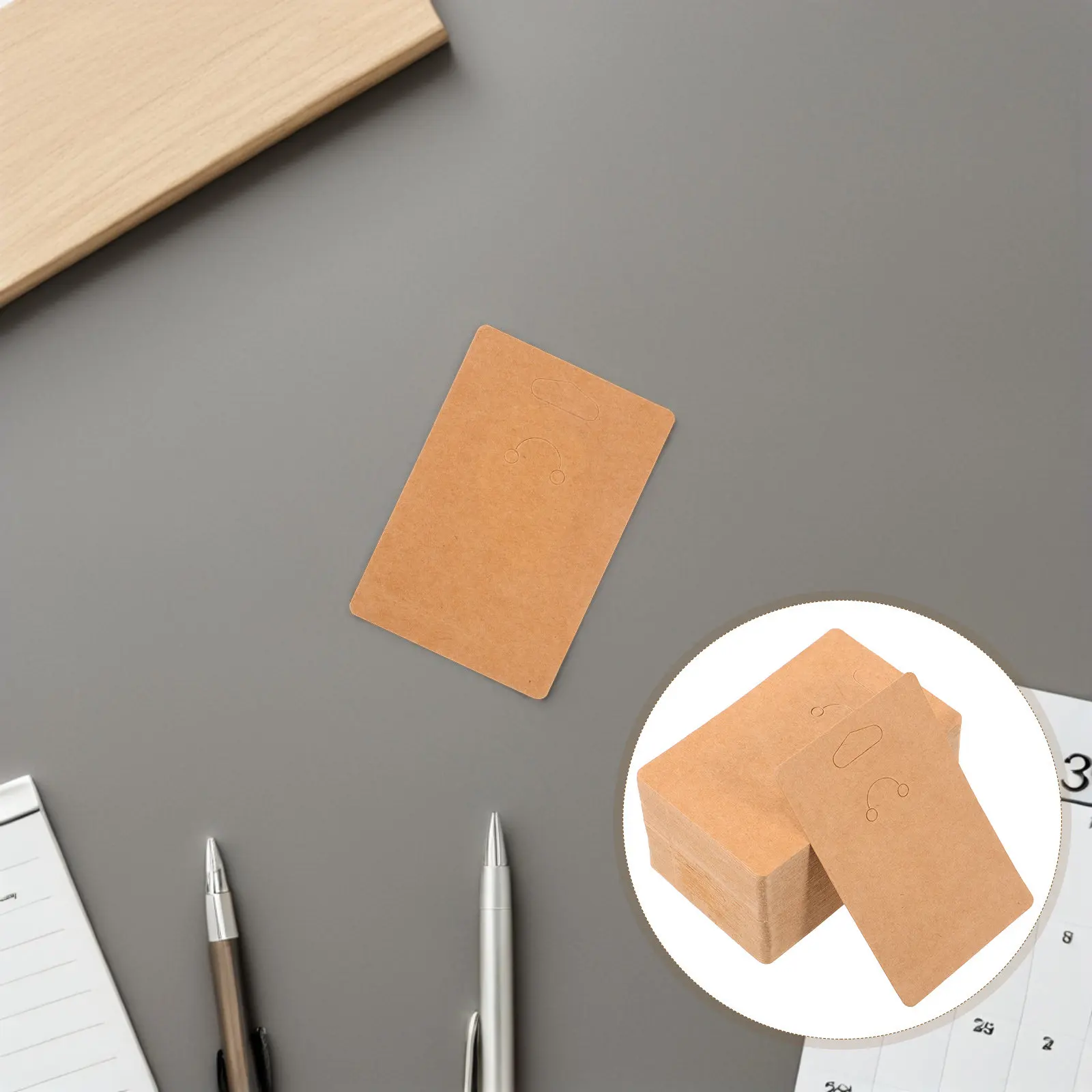 100Pcs Brown Kraft Paper Keychain Display Cards Minimalist Keyring Holder Cards Lightweight Protective Jewelry Packaging