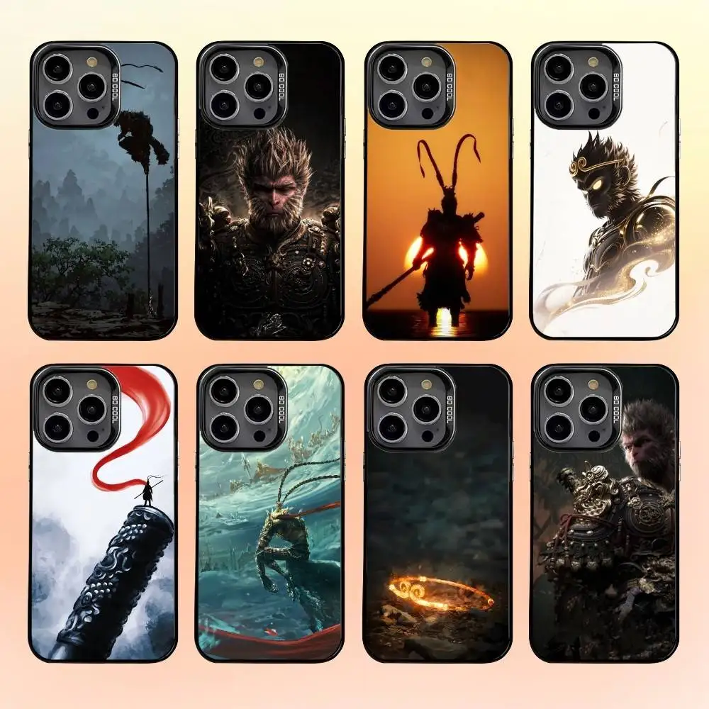 

Monkey Black Myth Phone Case For iPhone 16,15,14,13,12,11,Pro,MAX Gray Matte Silicone Black Cover