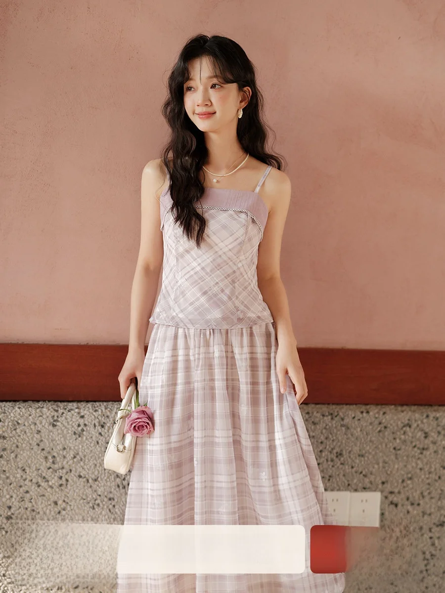 

Ретро-костюм с юбкой в клетку, комплект из двух предметов, новинка весенней коллекции, из дышащего полиэфирного волокна, повседневный модный комплект.