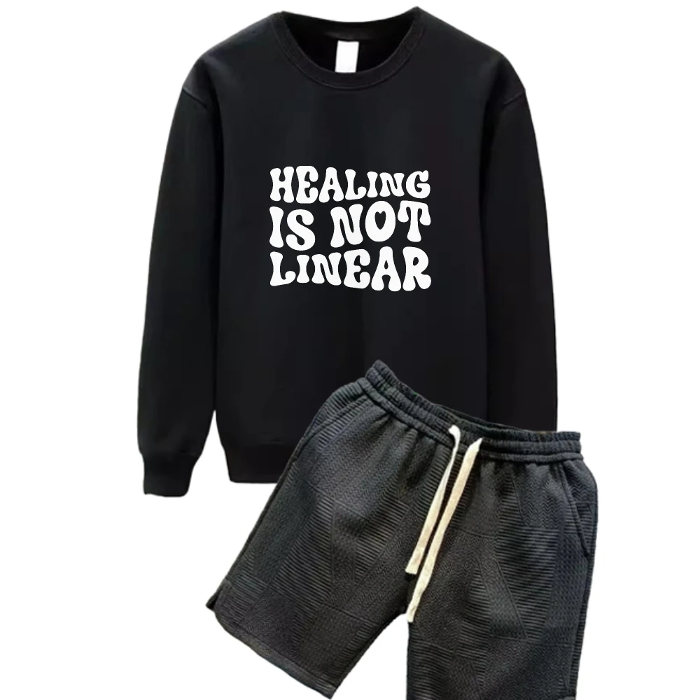 

Men's Sets 2025 Autumn Fashion Casual Two-piece Men Comfortable Breathable Gym Suits Sportswear Long Sleeves T-shirts+Shorts Set