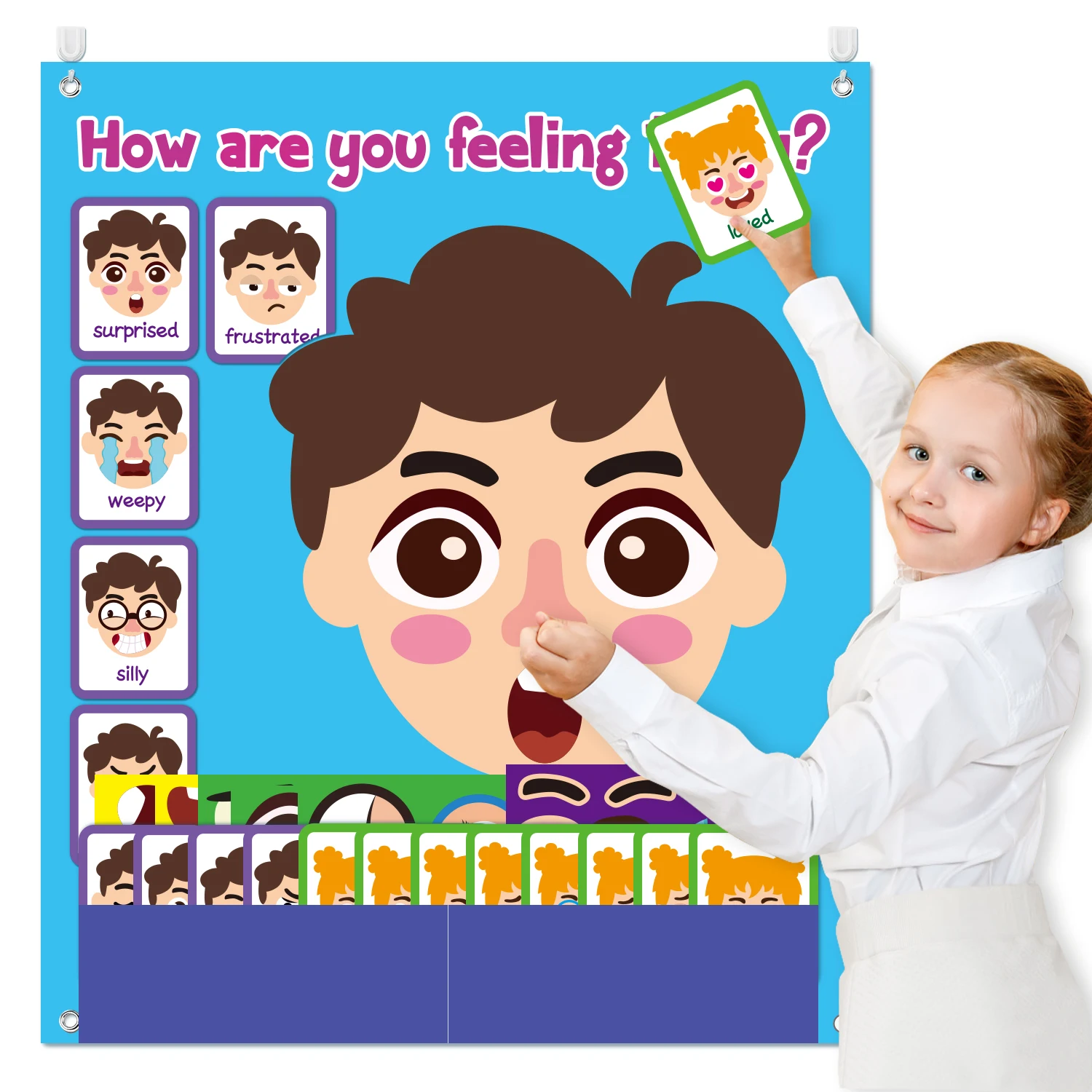 88Pcs Emotions Change Felt Board Story Early Learning Supplies DIY Facial Expressions Puzzle Preschool Montessori Toys for Kids