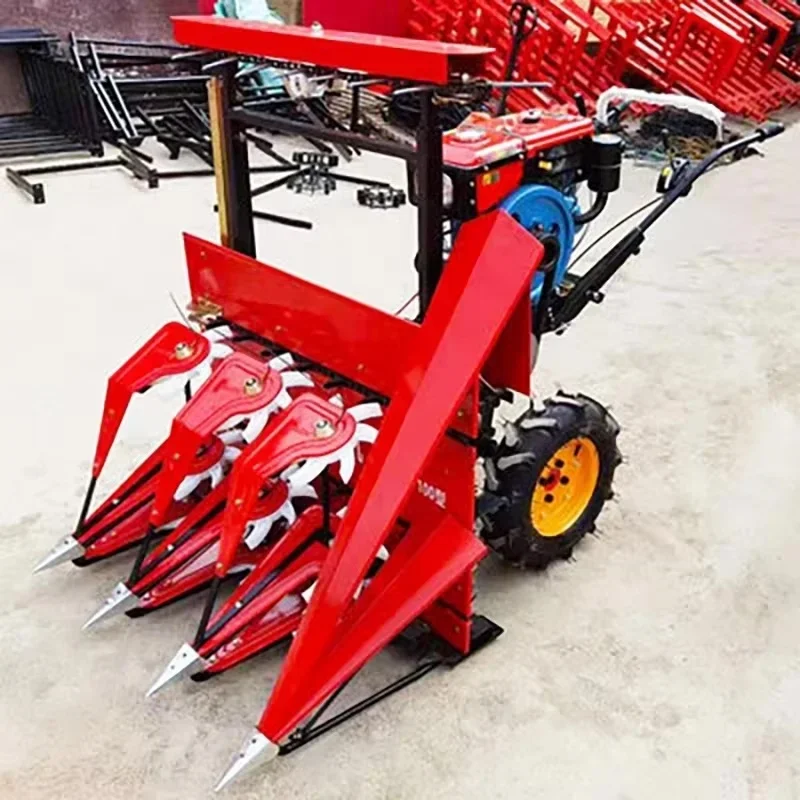 8HP Small Hand-push Walking Tractor with Harvester, 100cm Cutting Width for Wheat & Corn Grain Harvesting