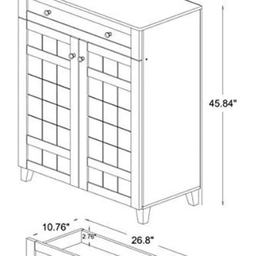 Glidden 1- Drawer Shoe Storage Cabinet, Dark Brown (91-4518-HiT)